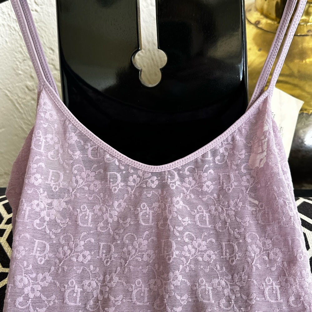 NWT Vintage Christian Dior Monogrammed w Print Lavender Lace Bodysuit - Picture 10 of 13